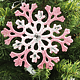 Decoratiune pentru Craciun, fulg de zapada cu gliter, plastic, roz, 16 cm