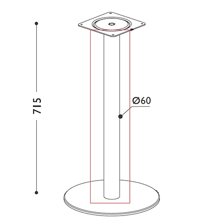 Tub pentru picior de masa cu postament, metal, crom, Ø 60 mm, H 715 mm