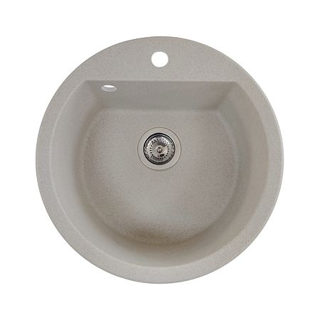 Chiuveta de bucatarie SanDonna Lena 510, granit compozit, bej cu baterie mobila Solo, bej, 51 x 51 cm