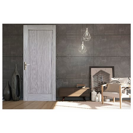 Usa interior plina Pamate U-84, reversibila, MDF, gri, toc 10 cm, 200 x 80 x 3.8 cm