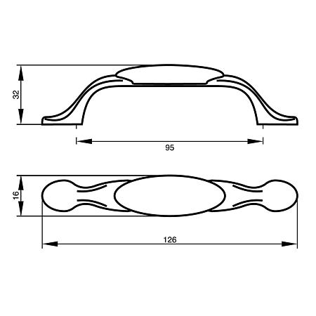 Maner Teko TIP1 2012-96-00, zamac + ceramica, antichizat, 96 mm