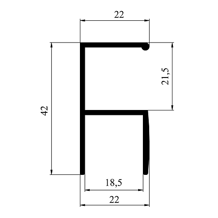 Profil pentru maner, aluminiu, 2,5 m