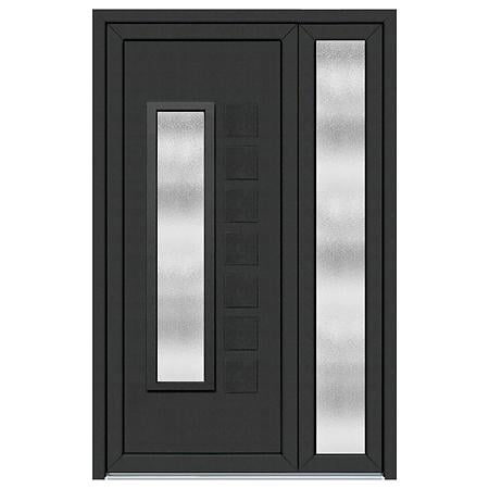 Usa PVC pentru intrare, antracit, 130 x 200 cm, 5 camere, dreapta