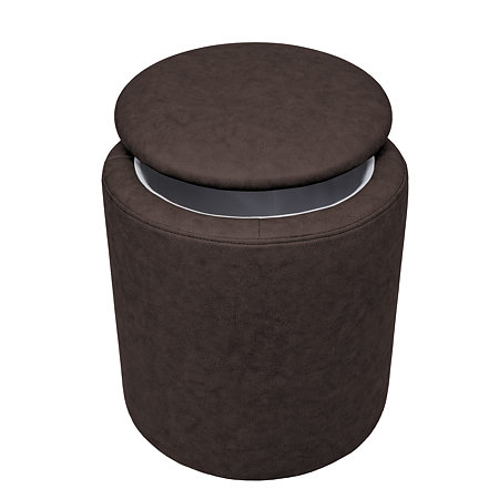 Taburet Nadia, stofa maro M612, cu spatiu depozitare, rotund, 37 x 37 x 42 cm Taburet Nadia, stofa maro M612, cu spatiu depozitare, rotund, 37 x 37 x 42 cm