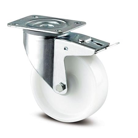 Rola pivotanta cu placa si frana, poliamida, 80 x 34mm, 200 kg