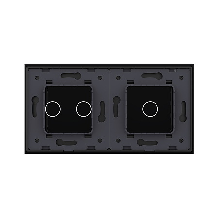 Panou intrerupator simplu + dublu Livolo VL-P701/02-4B, sticla securizata, negru