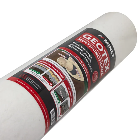 Membrana geotextila Geotex, 100 gr/mp, polipropilena, alb, 1 x 12 m, rola