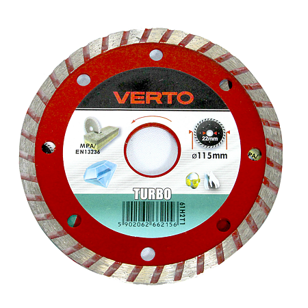 Disc diamantat debitare beton Verto Turbo 61H2T1, 115 x 22.2 x 2 mm