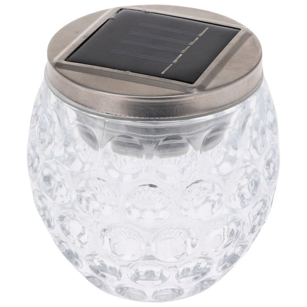 Lampa solara din sticla cu LED unicolor, de gradina, lumina calda, 10 cm Arabesque