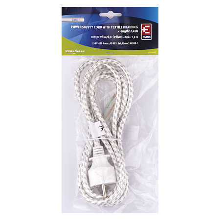 Cablu de alimentare pentru fierul de calcat Emos, cu stecher, 3 x 0.75 mm2, alb, 2.4 m Cablu de alimentare pentru fierul de calcat Emos, cu stecher, 3 x 0.75 mm2, alb, 2.4 m