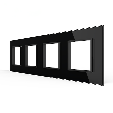 Rama priza cvadrupla Livolo VL-P7E/E/E/E-8b, sticla securizata, negru