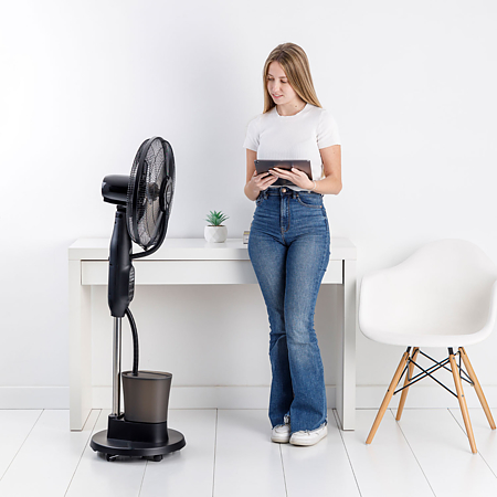 Ventilator nebulizare cu picior Taurus Airbrum 2500, 75 W, 3 trepte, rezervor 2.5 l, negru, H 126 cm