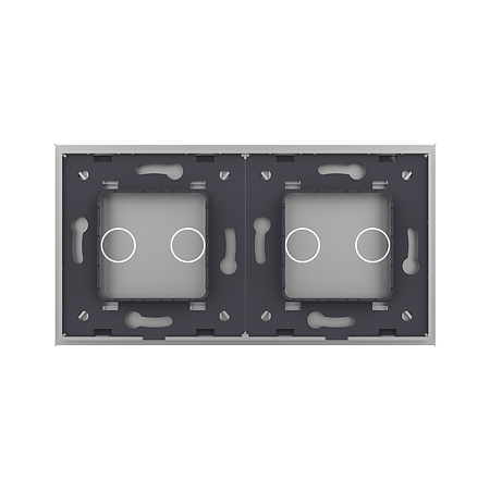 Panou intrerupator 2 x dublu Livolo VL-P702/02-4I, sticla securizata, argintiu