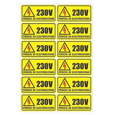 Indicator avertizare tensiune la priza 230V, autocolant, 12 buc/coala