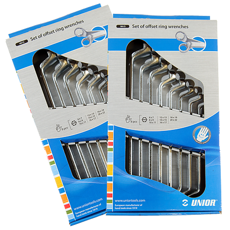 Set chei inelare dublu cotite Unior, crom vanadiu, 6-22/8 Pcs
