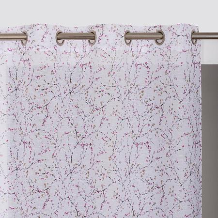 Perdea voal Sakura 174, poliester, model cu flori roz, alb, 140 x 240 cm Perdea voal Sakura 174, poliester, model cu flori roz, alb, 140 x 240 cm