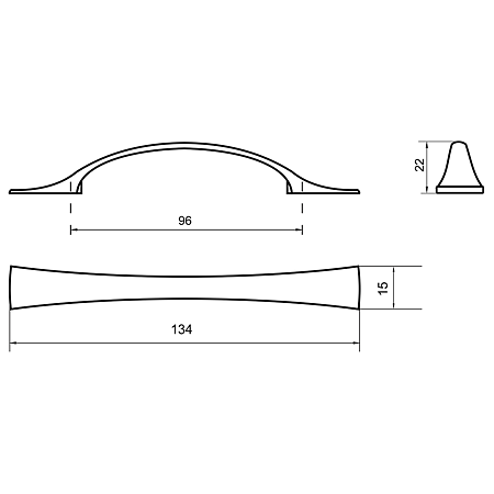 Maner din aluminiu, crom, 96 mm