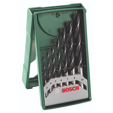 Set 7 burghie Bosch Mini-X-Line, mandrina standard, pentru lemn, 3 - 10 mm