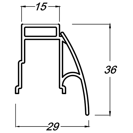 Profil maner Multiomega, lungime 2,7 m, dimensiuni 15 x 36 x 29 mm, material aluminiu