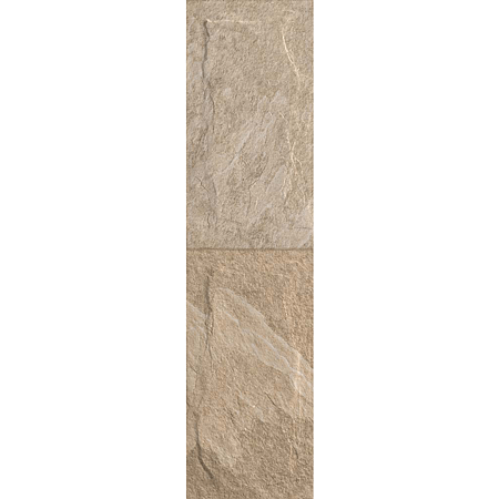 Gresie portelanata interior-exterior Kai Ceramics Samos, bej, aspect de piatra, finisaj rustic, 15,5 x 60,5 cm