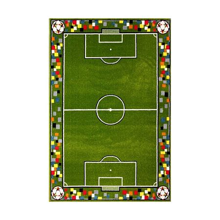 Covor modern Kolibri 11118/130, 100% polipropilena friese, model teren de fotbal verde, 160 x 230 cm