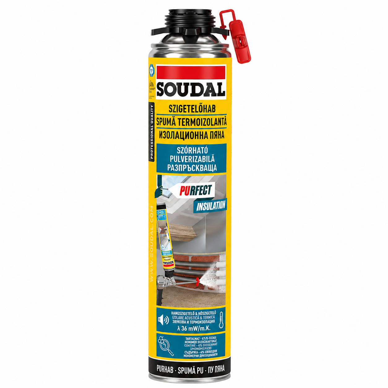 Spuma de izolare pulverizabila, aplicare cu pistol, Soudal, 700 ml