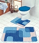 Set covorase baie, poliester, albastru, 60 x 100 cm