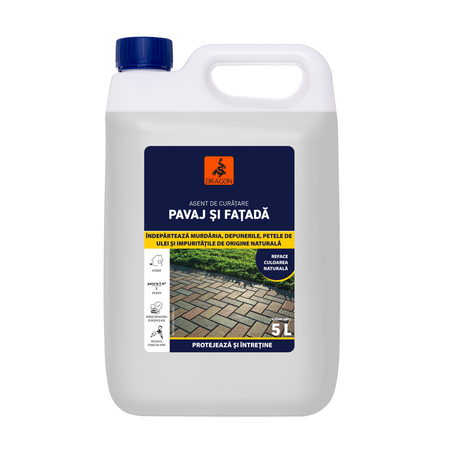 Solutie de curatare pavaj si fatada Dragon, 5 l