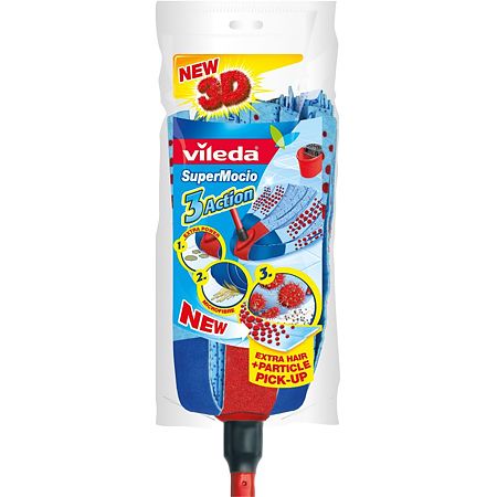 Mop cu maner rosu Euroclick Vileda 3 Action 1250 mm