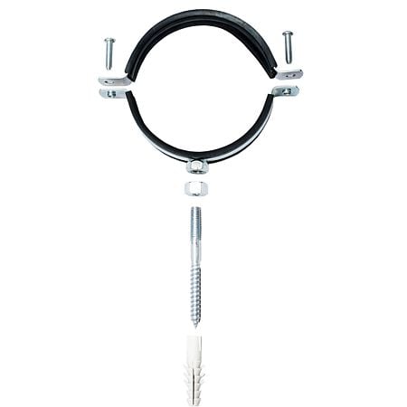 Colier fixare teava cu garnitura, surub si diblu Ascelik, fier zincat, 3 1/2 inch, 1.5 mm