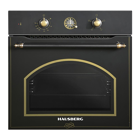 Set Hausberg Cuptor electric HB-8055RST, 1600 W, 57 l, Plita incorporabila HB-575RST, gaz, 4 arzatoare, sticla, negru si Hota decorativa HB-1505RST, 1 motor, 140 W, 450 m³/h, 60 cm