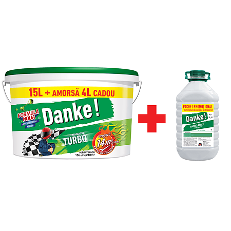 Vopsea lavabila pentru interior Danke Turbo, 15 l, alb + amorsa 4 l