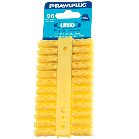Diblu universal RawlPlug Uno, galben, nylon, 5 x 25 mm, 96 bucati