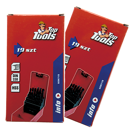 Set 19 burghie Top Tools, Hss 60H719, pentru metal, 1-10 mm