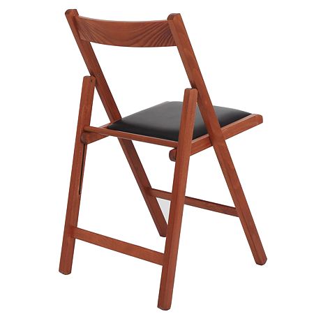 Scaun pliabil lemn Basic, cires-wenge, sezut piele ecologica, 79 x 42 cm