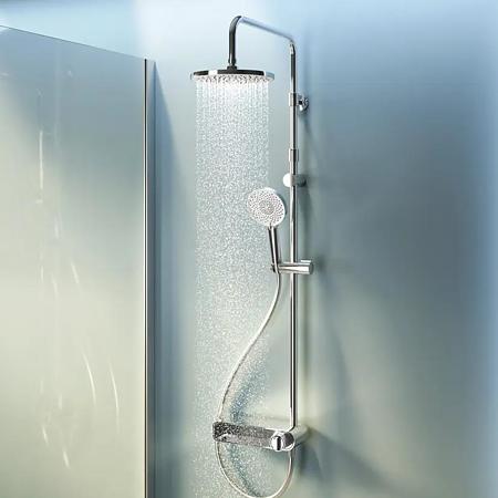 Coloana dus AM.PM X-Joy, bara reglabila, baterie cu polita, para de dus fixa, para de dus mobila cu 3 functii, furtun 175 cm, alama si plastic ABS