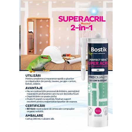 Chit izolant acrilic Bostik Super Acril, interior, alb, 280 ml