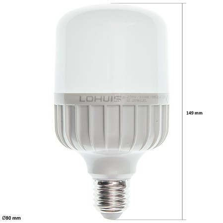 Bec LED Lohuis, tubulat T80, E27, 20 W, 1950 lm, lumina rece 6500 K