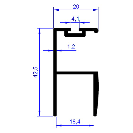 Profil Y cu perie, aluminiu, negru mat, 2,5 m Profil Y cu perie, aluminiu, negru mat, 2,5 m