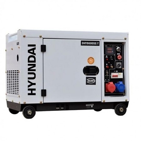 Generator curent electric trifazic, diesel, Hyundai HY-DHY8600SE-T, 6.3 kW, 1 x 380V + 1 x 220 V, capacitate rezervor 14 l