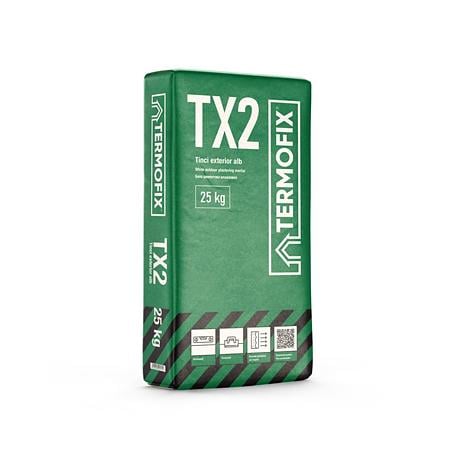 Tencuiala fina pentru finisarea peretilor Termofix TX2, alb, interior/exterior, 25 kg