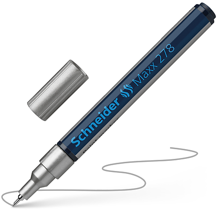 Marker permanent Schneider, varf subtire, 0.8 mm, cu vopsea argintie