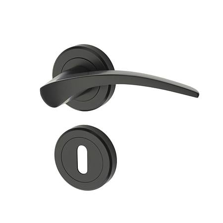 Maner usa de interior pe rozeta rotunda Kite Yale, zinc, negru mat, 40 mm