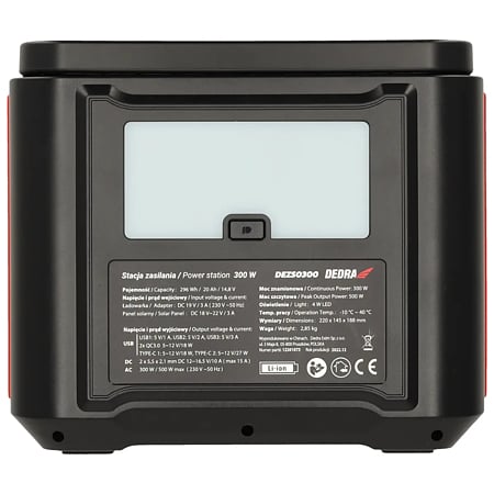 Statie de alimentare Dedra DEZS0300, 300 W, acumulator Li-Ion, 296 Wh, 2.85 kg