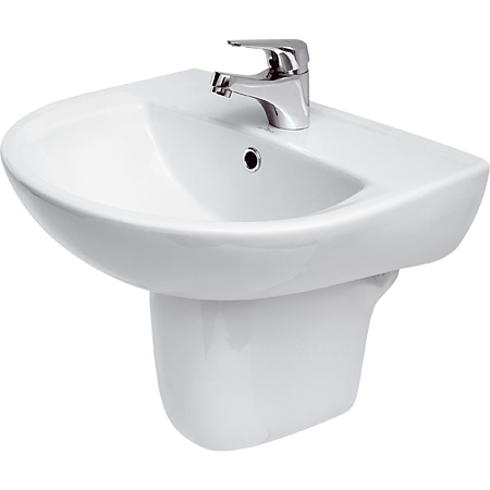 Lavoar ceramic Cersanit Family 55, semirotund, alb, 55 x 45.5 x 19 cm