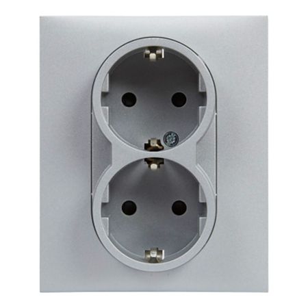 Priza  2X2P+T Legrand New Suno L721326, 250 V, aluminiu