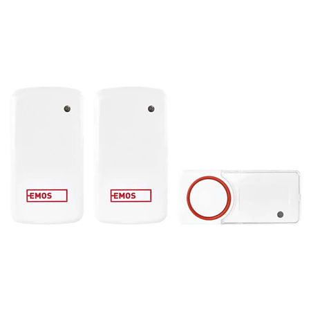 Sonerie wireless Emos P5750.2R, 1 buton, 2 module interior, 150 m, IP44, 10 melodii