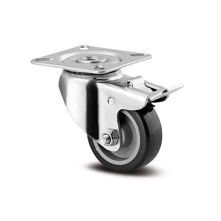 Rola pivotanta cu placa si frana, 50 x 19 mm, 40 kg