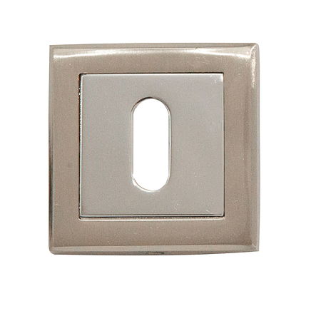 Rozeta pentru cheie, SN, patrata, aliaj aluminiu, nichel satinat si crom, 5 x 5 cm