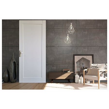 Usa interior plina Pamate U-84, reversibila, MDF, alb, toc 10 cm, 200 x 60 x 3.8 cm